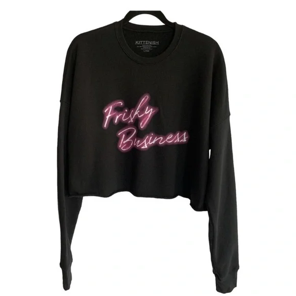 Kittenish Black Graphic Sweatshirt Sz L - Picture 2 of 6